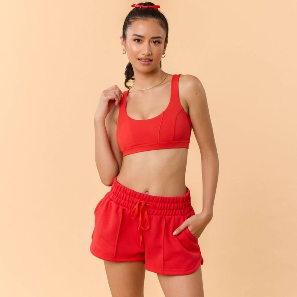 Blogilates -  Women's Bow Back Corset Sports Bra - Re Red